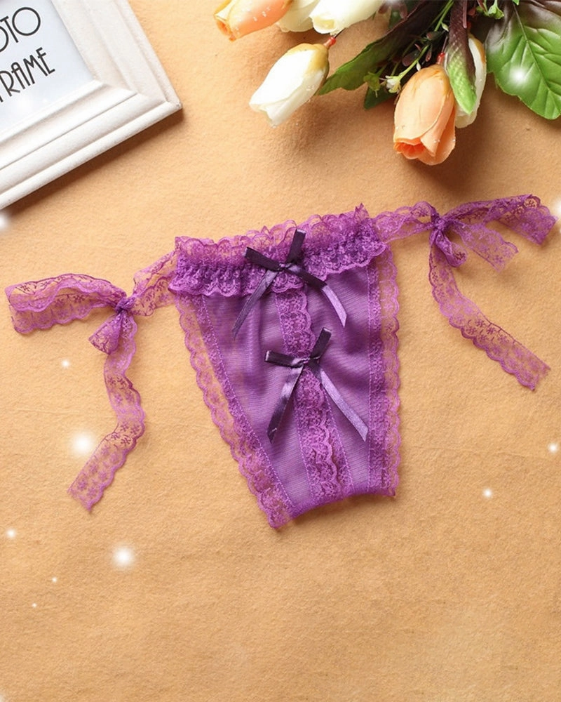 Lace-up Crotchless Thong Panty