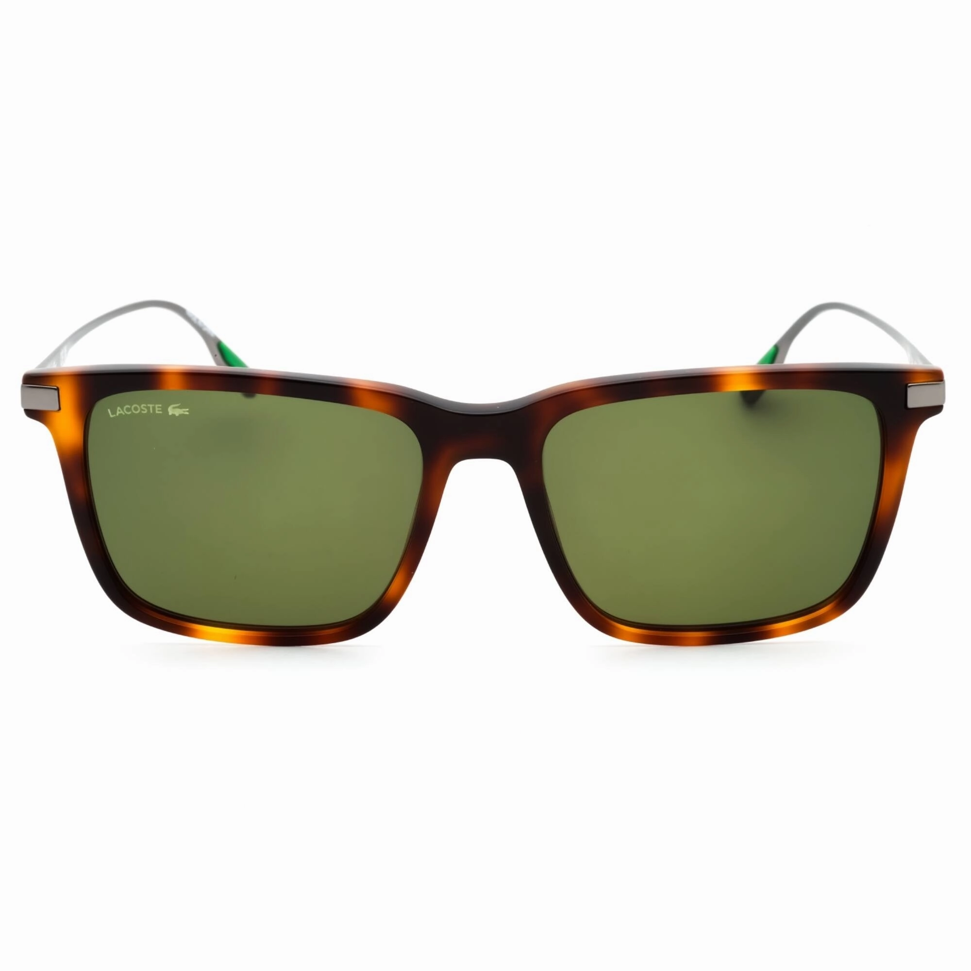 Lacoste Men's Sunglasses - Havana Acetate Square Shape Frame Green Lens | L6017S 214