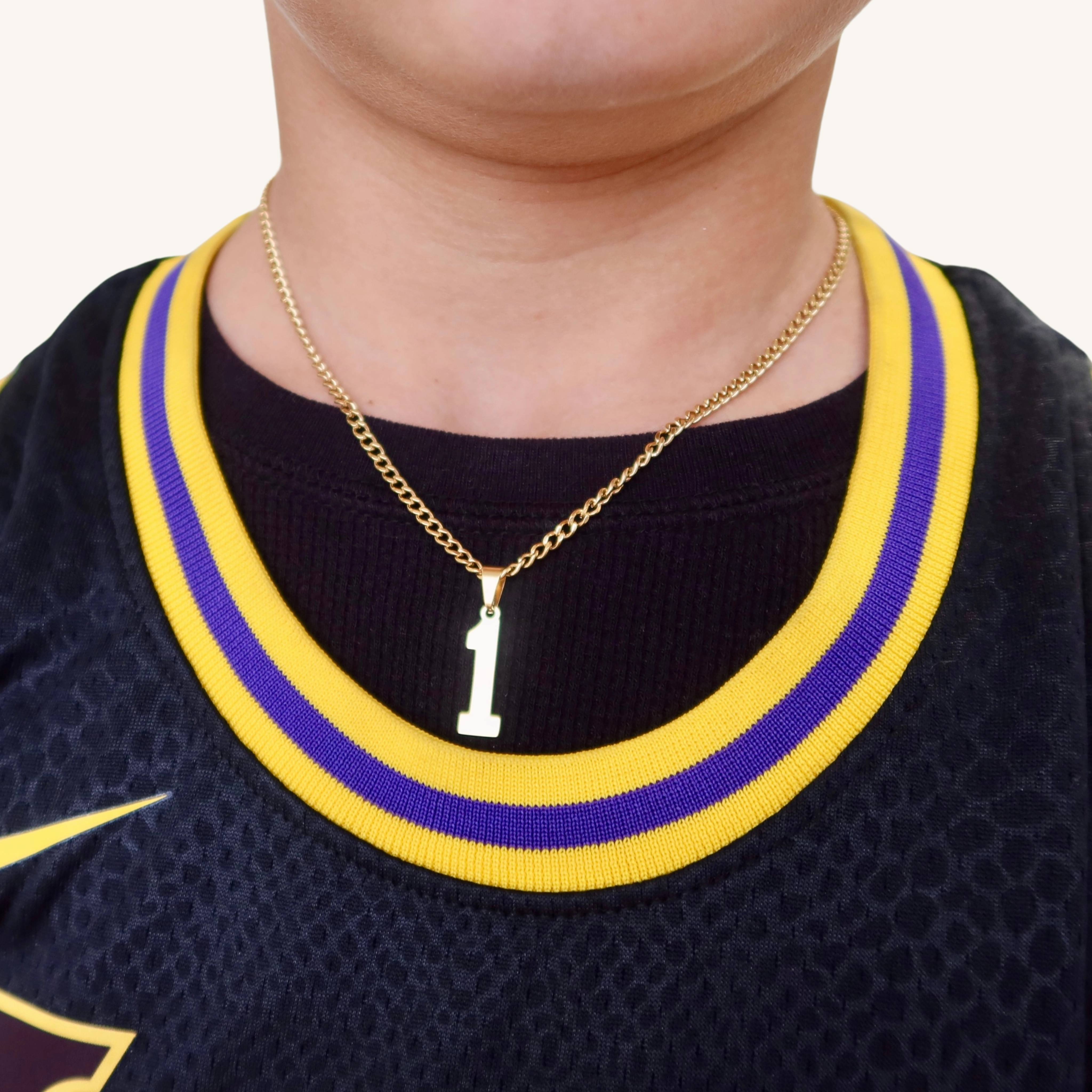 Large Gold Number Cuban Link Necklace