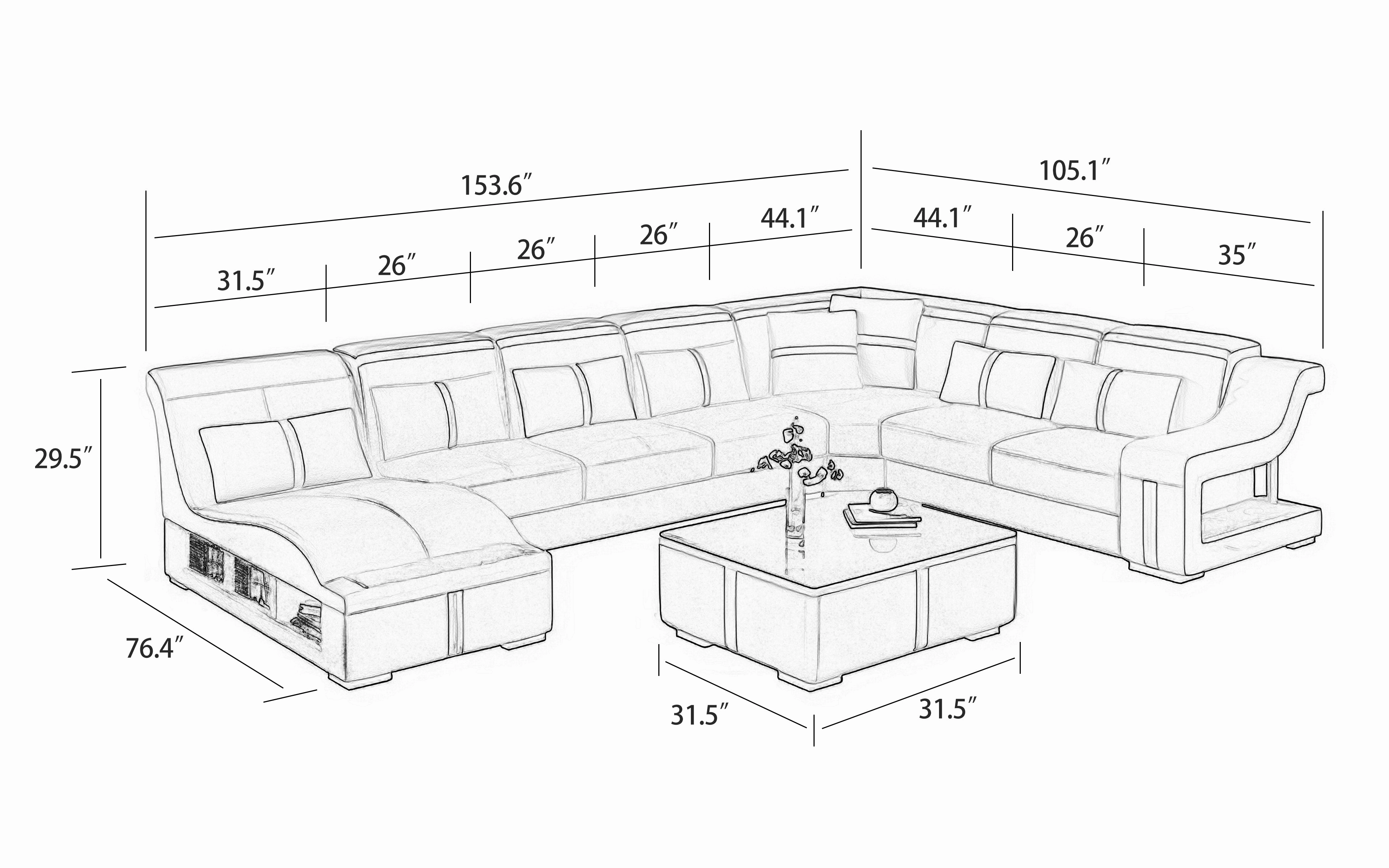 Lisa Modern U Shape Leather Sectional