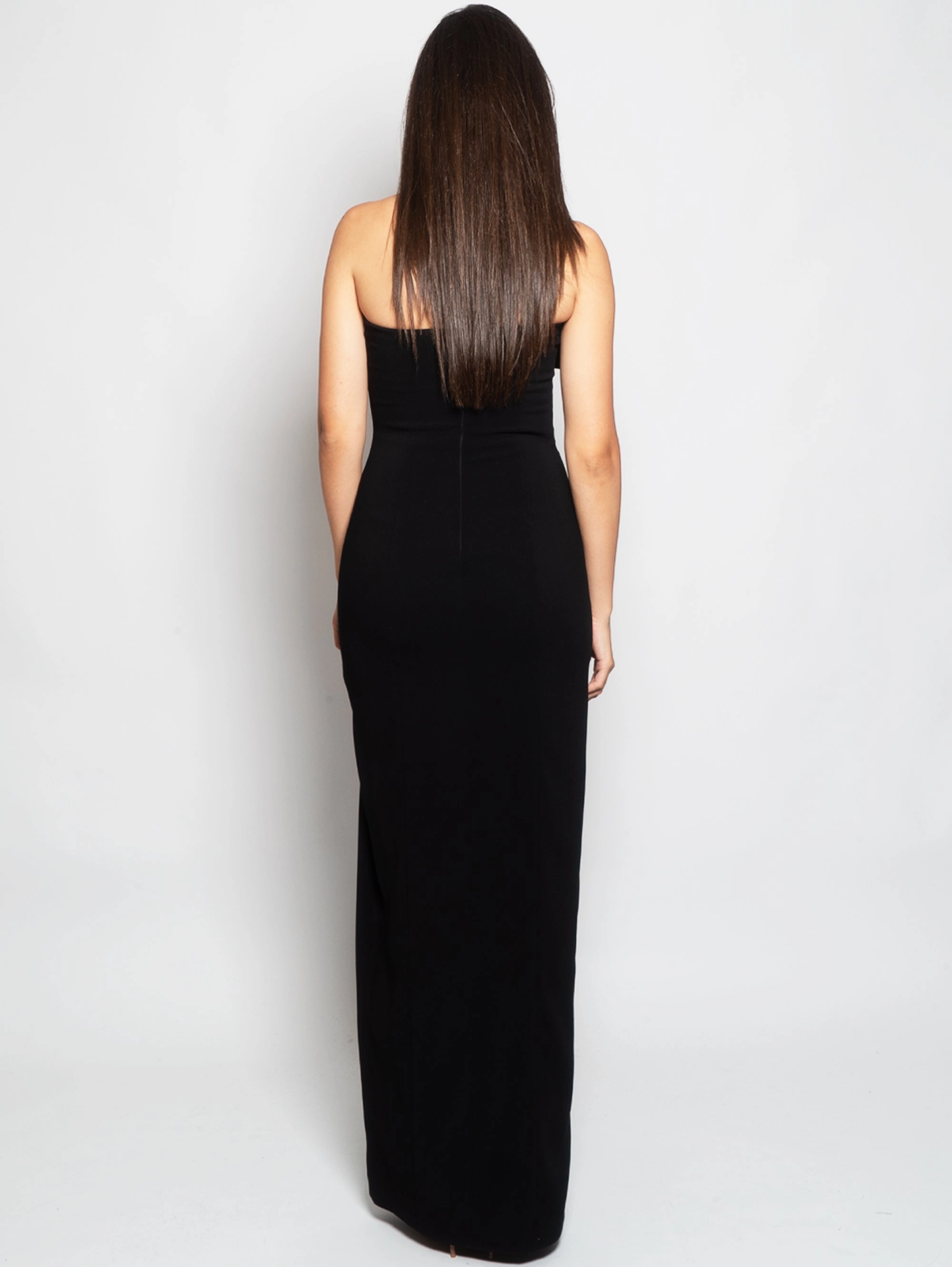 Long Sheath Dress with Black Bow