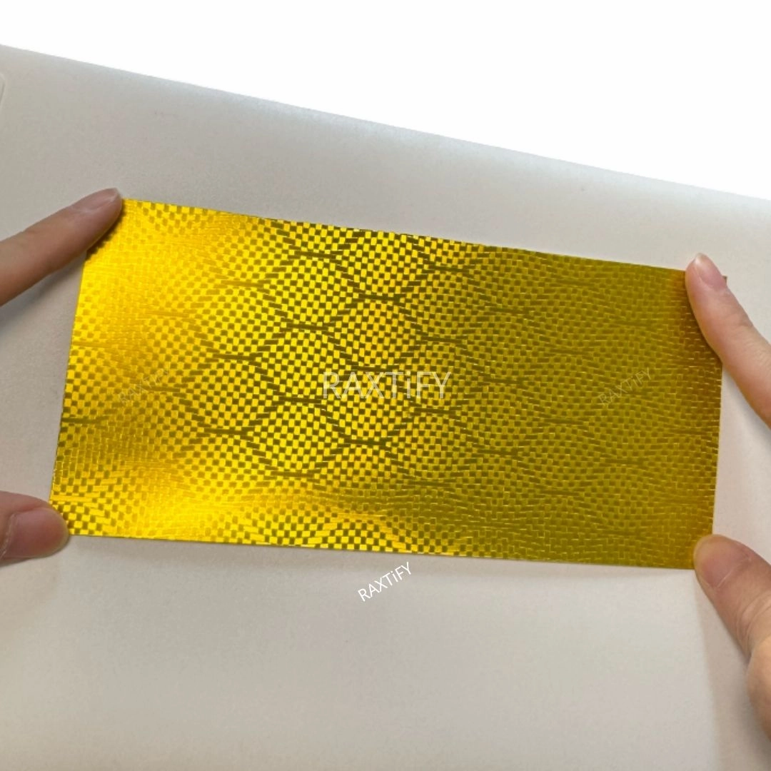 Matte Honeycomb Carbon Fiber Gold Vinyl Wrap