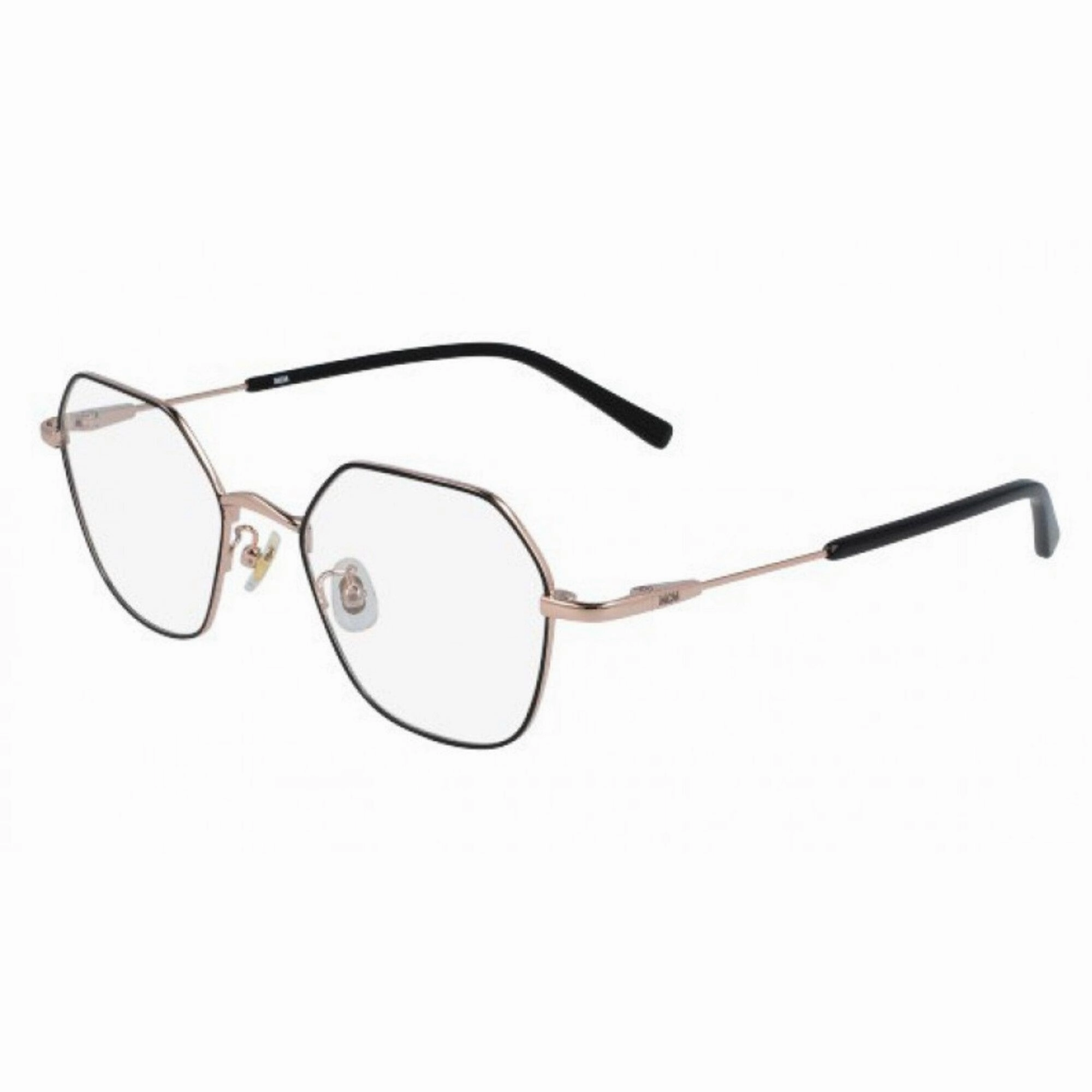MCM Men's Eyeglasses - Shiny Rose Gold/Black Metal Geometric Frame | MCM 2141A 781