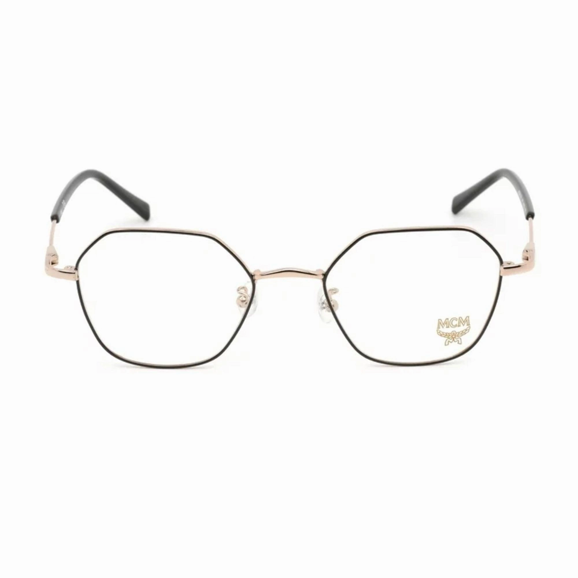 MCM Men's Eyeglasses - Shiny Rose Gold/Black Metal Geometric Frame | MCM 2141A 781