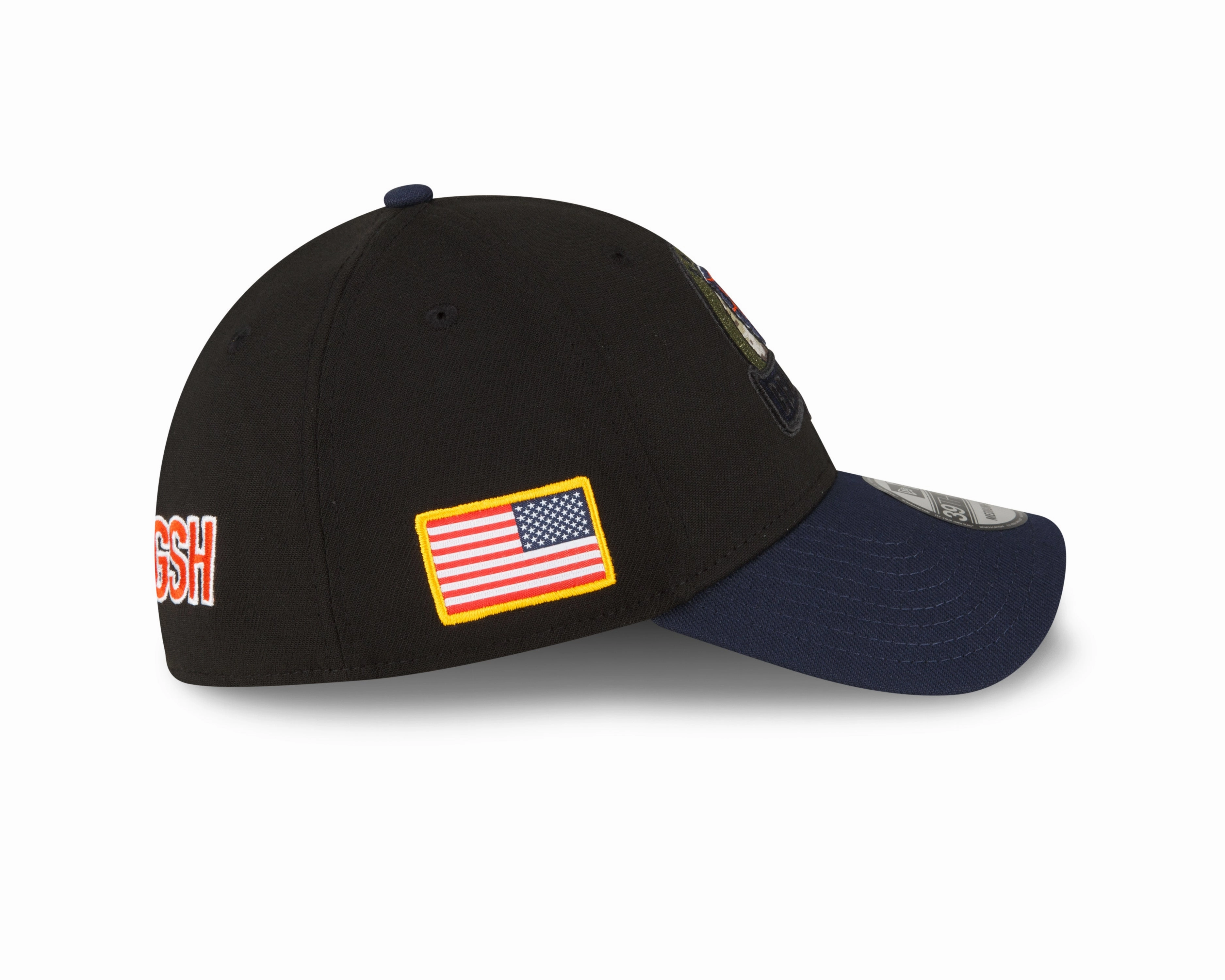 Men's Chicago Bears New Era Black 2022 Salute to Service Historic Logo 39THIRTY Flex Hat