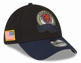 Men's Chicago Bears New Era Black 2022 Salute to Service Historic Logo 39THIRTY Flex Hat