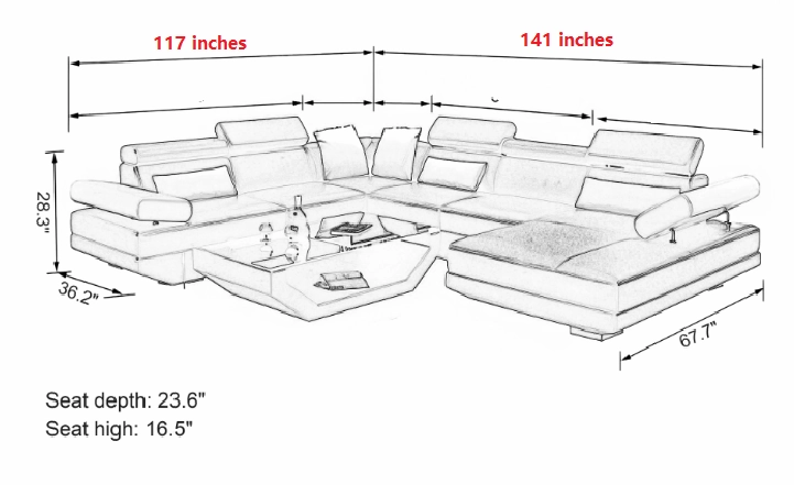 Merdell Modern U-Shape Leather Sectional