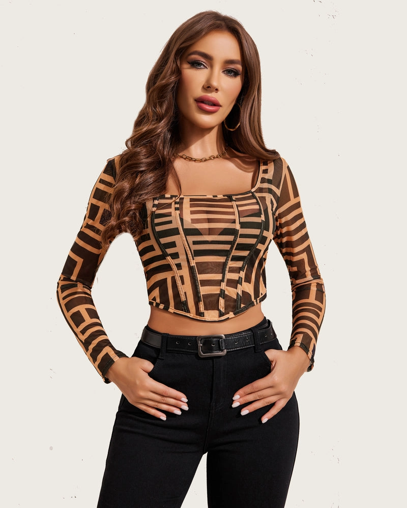 Mesh Top Y2K Sheer Blouse
