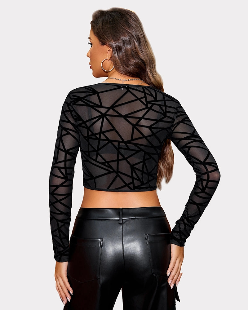 Mesh Top Y2K Sheer Blouse
