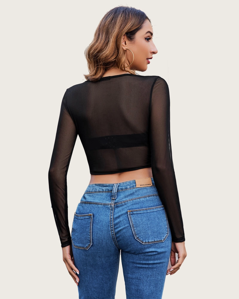 Mesh Top Y2K Sheer Blouse