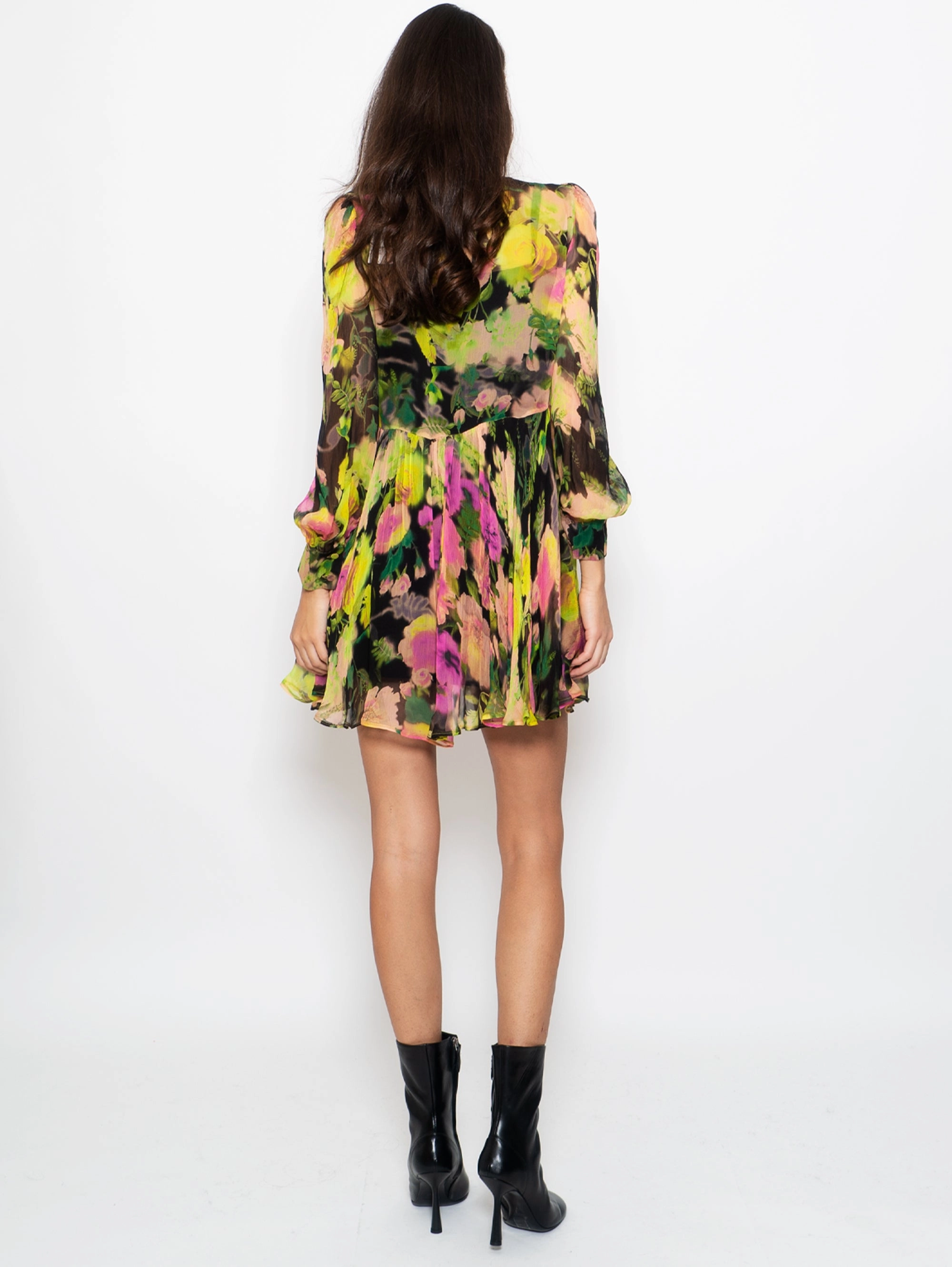 Multicolor Floral Print Crepe Dress
