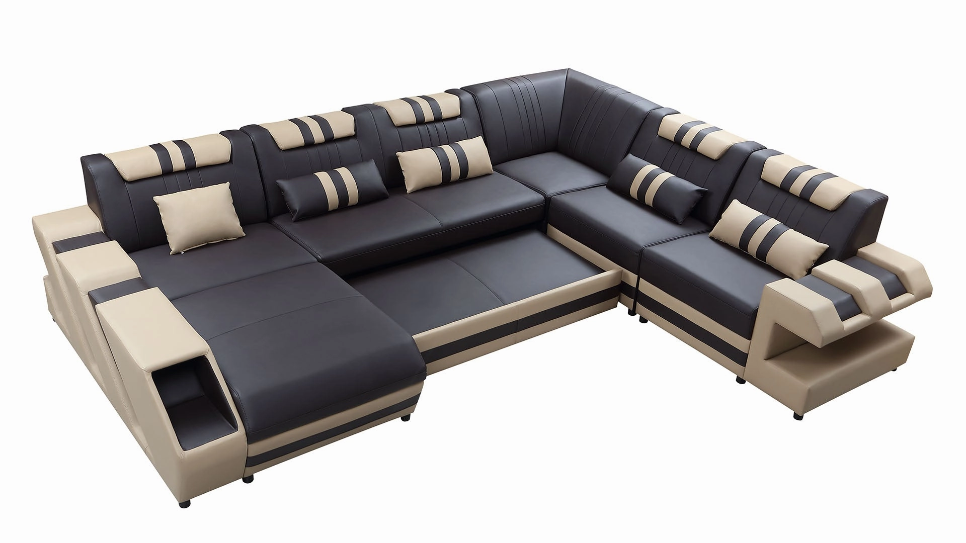 Neptune Modern Leather Sectional with LED Light