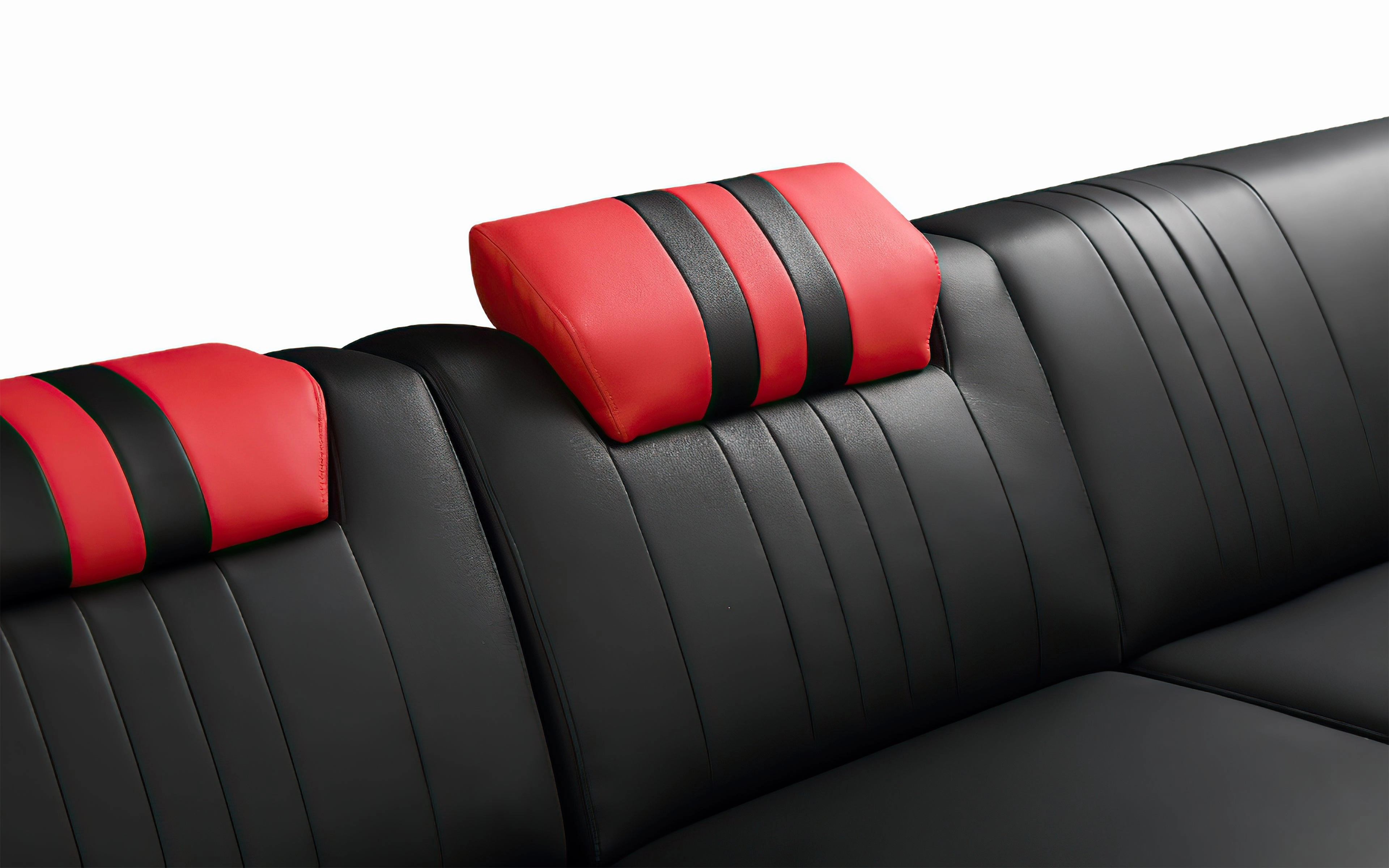 Pluto Modern Leather Sectional with Adjustable Headrest