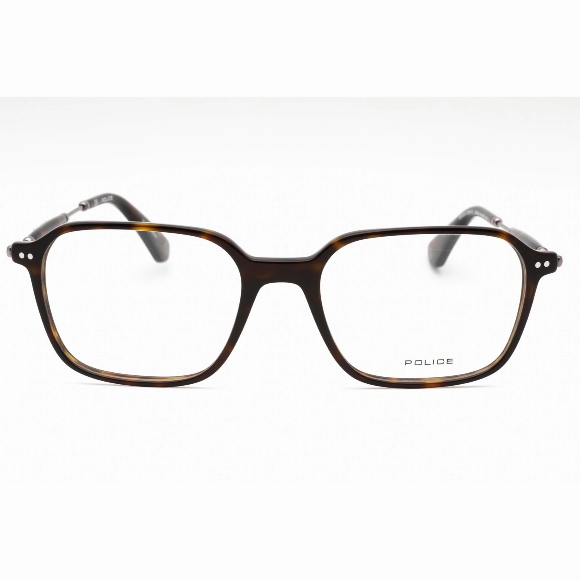 Police Men's Eyeglasses - Dark Tortoise Plastic Rectangular Full Rim | VPLE98 0722