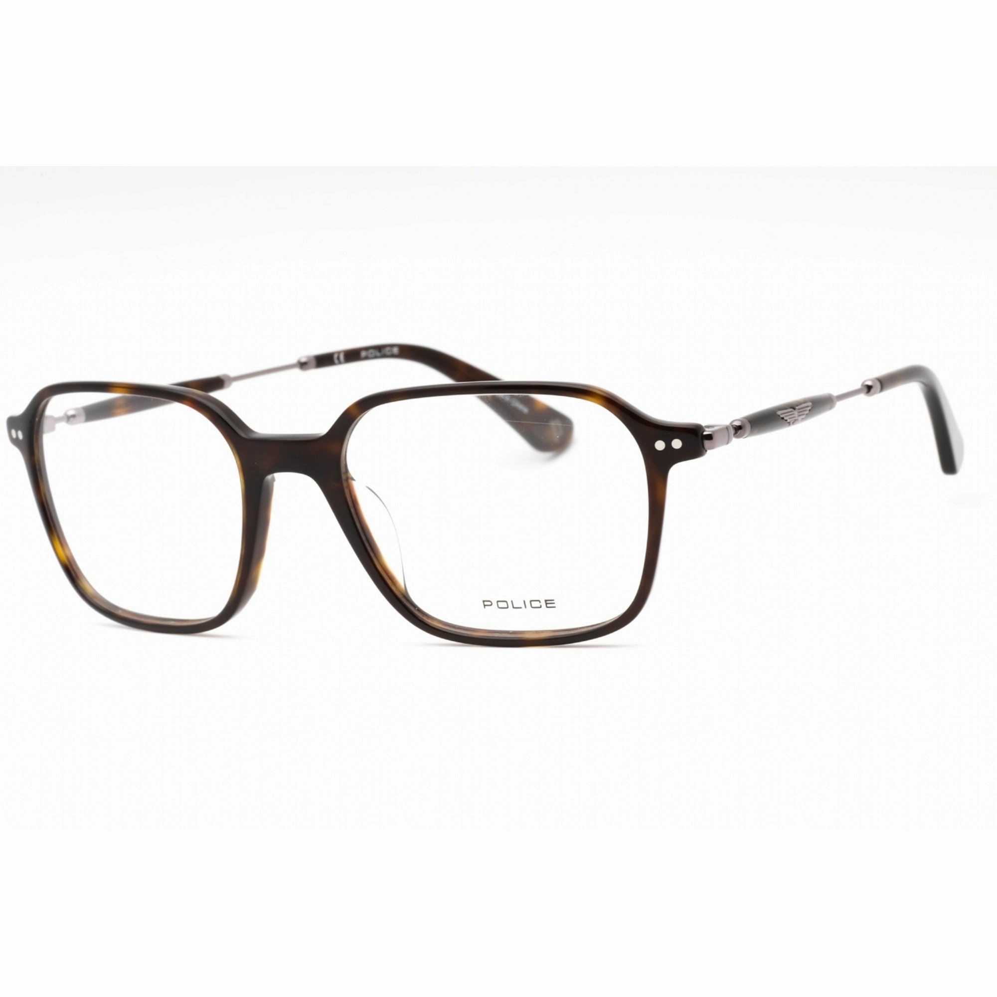 Police Men's Eyeglasses - Dark Tortoise Plastic Rectangular Full Rim | VPLE98 0722
