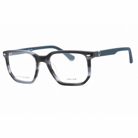 Police Men's Eyeglasses - Semi Matte Striped Blue Acetate Square Frame | VPLF75 M00M