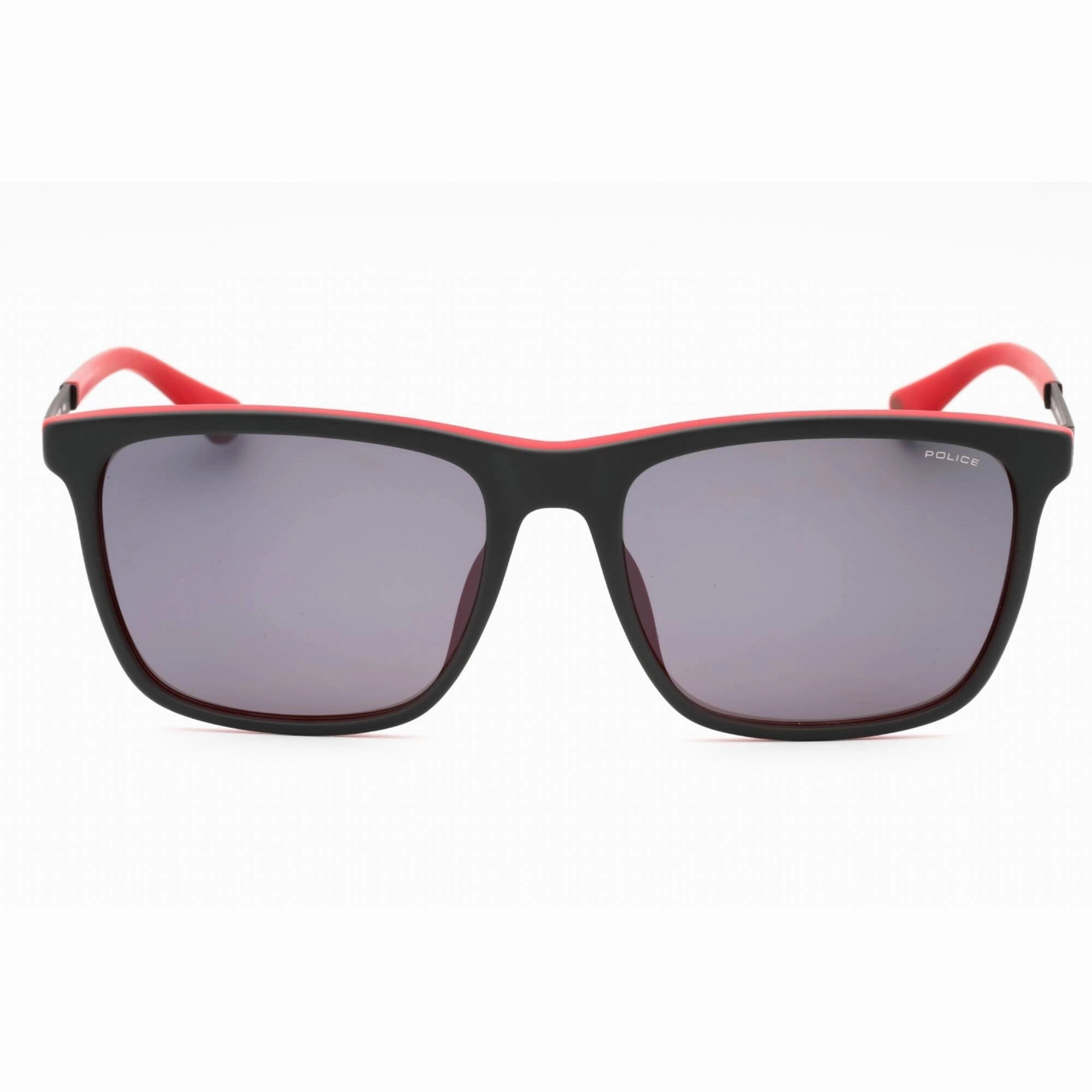 Police Men's Sunglasses - Red Acetate Full Rim Square Frame Grey Lens | SPLA56 1BUX