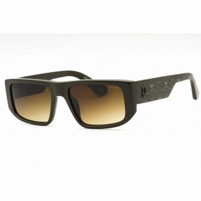 Police Men's Sunglasses - Silver Olive Green Plastic Rectangular Frame | SPLL13 073M