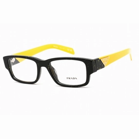 Prada Men's Eyeglasses - Black/Yellow Marble Plastic Rectangular | 0PR 07ZV 19D1O1