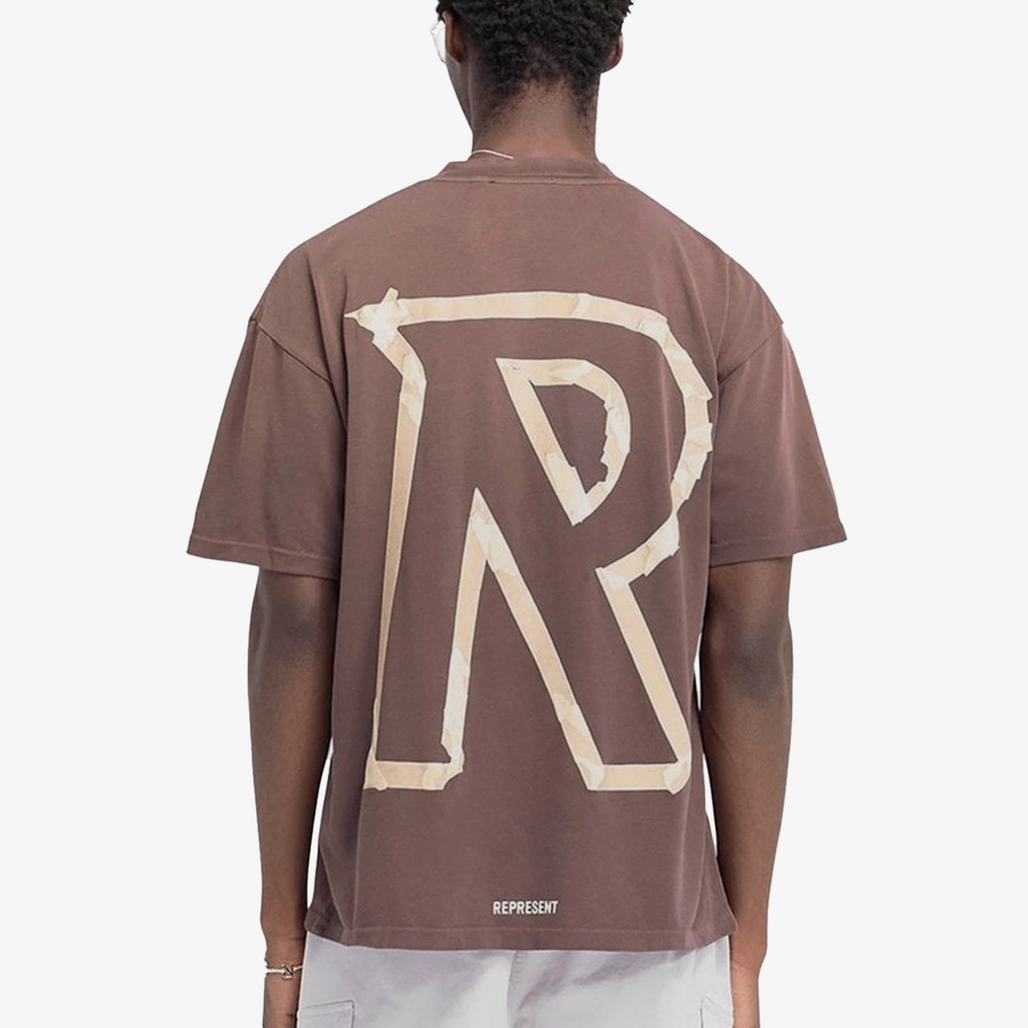 REPRESENT | MASKING TAPE INITIAL T-SHIRT { BROWN