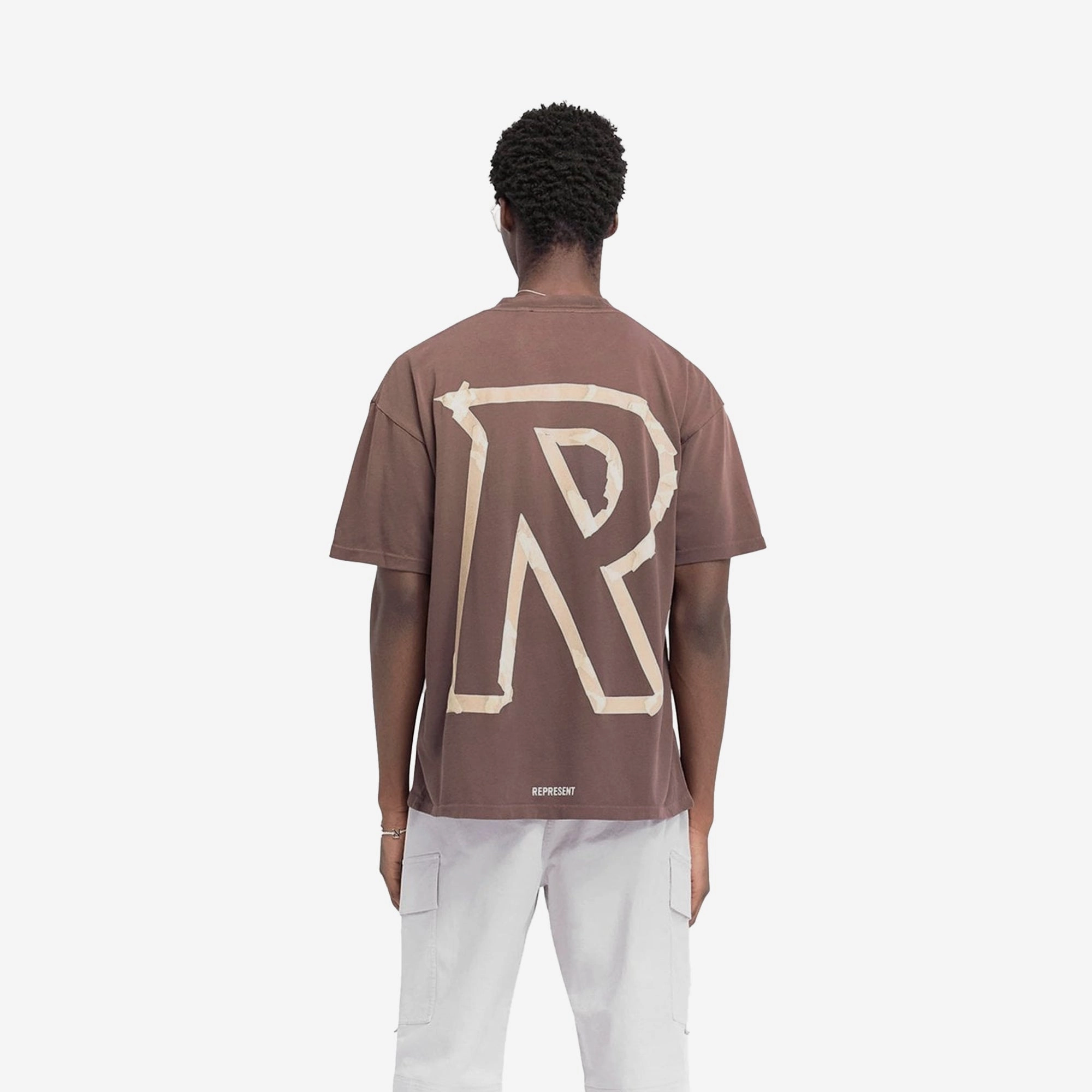 REPRESENT | MASKING TAPE INITIAL T-SHIRT { BROWN
