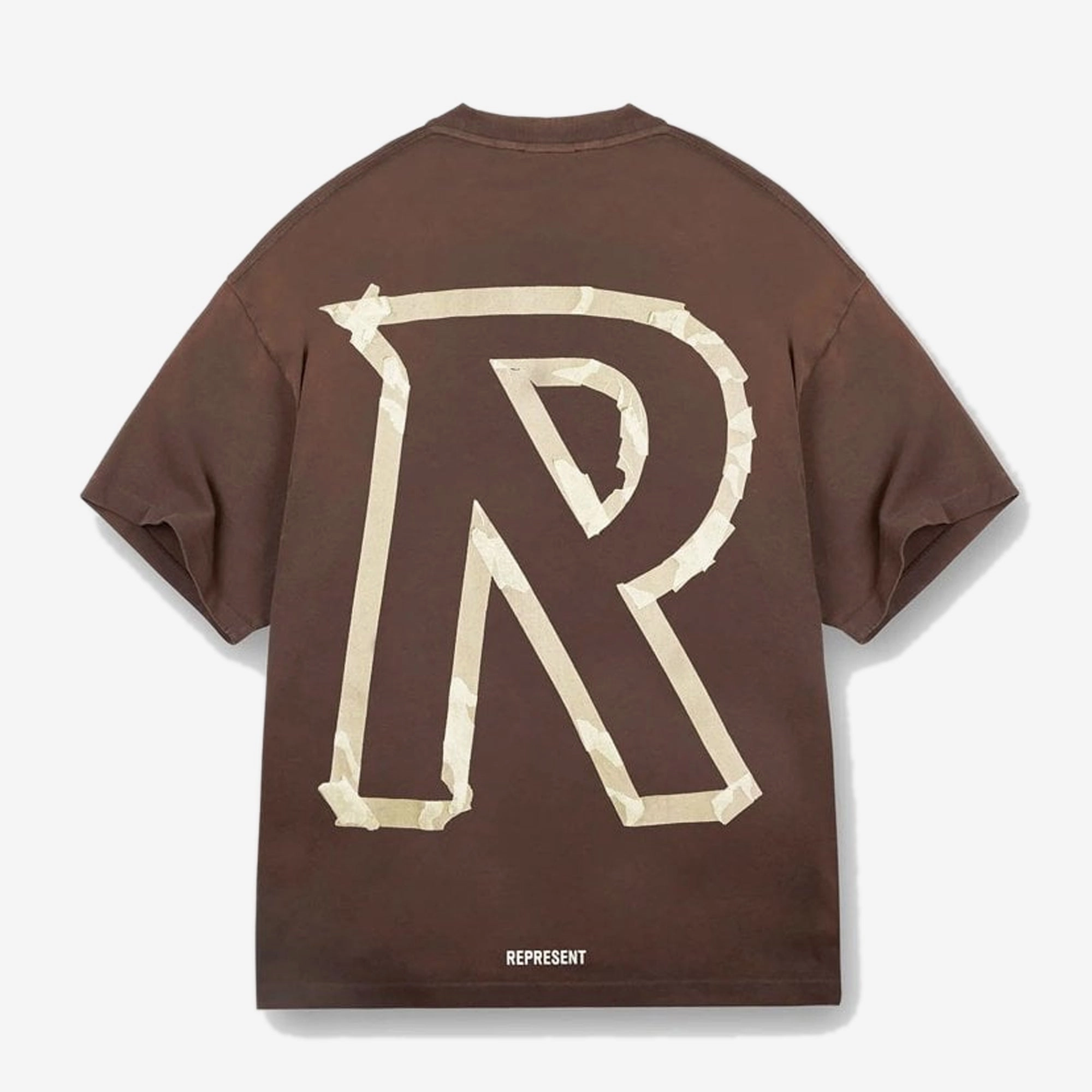 REPRESENT | MASKING TAPE INITIAL T-SHIRT { BROWN