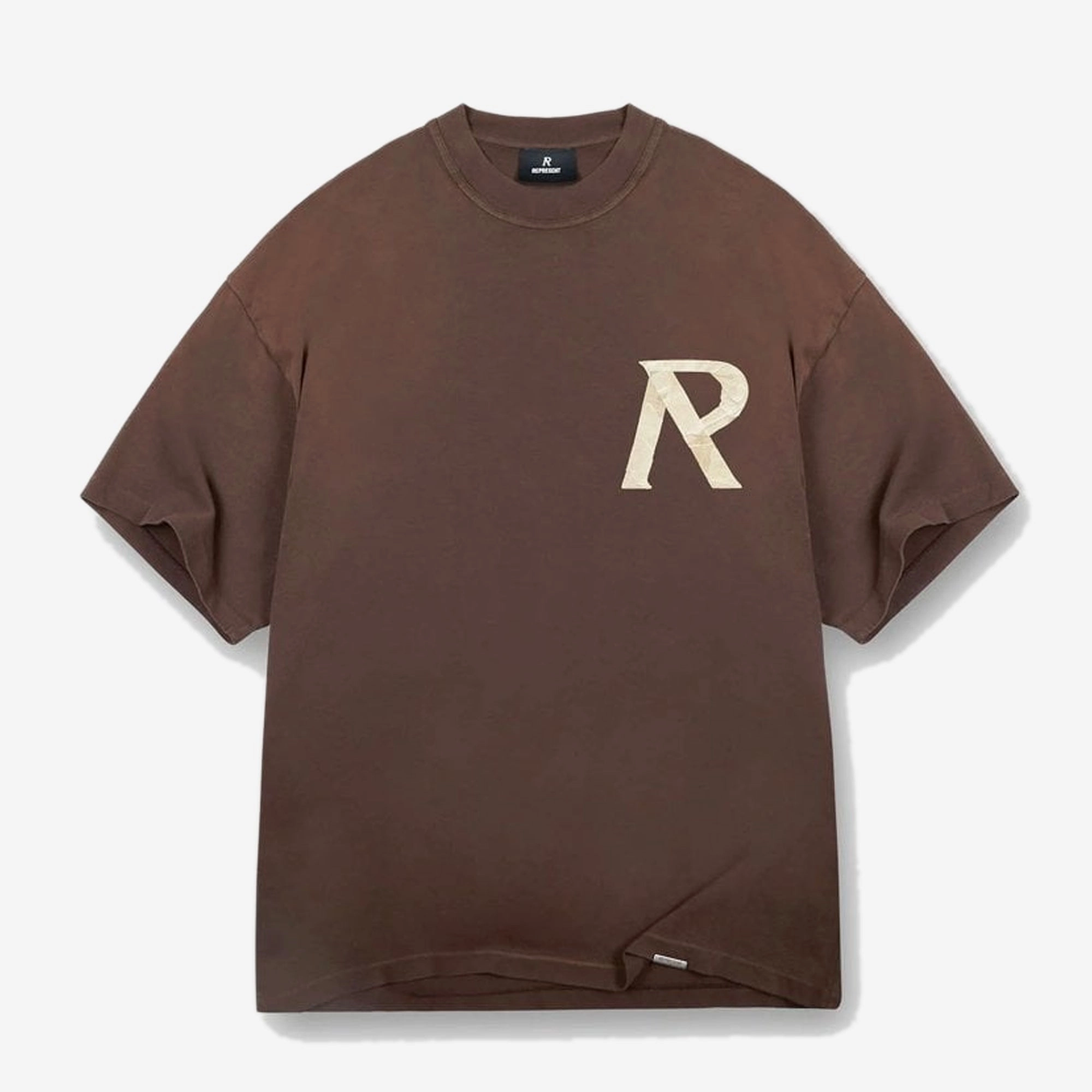 REPRESENT | MASKING TAPE INITIAL T-SHIRT { BROWN