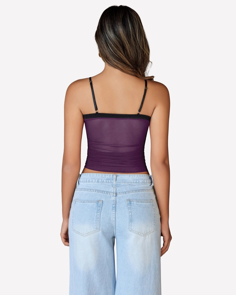 Ruched Y2K Tank Top Mesh Crop Tops