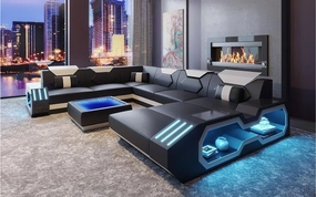 Sahara Modern Leather Sectional with LED Light