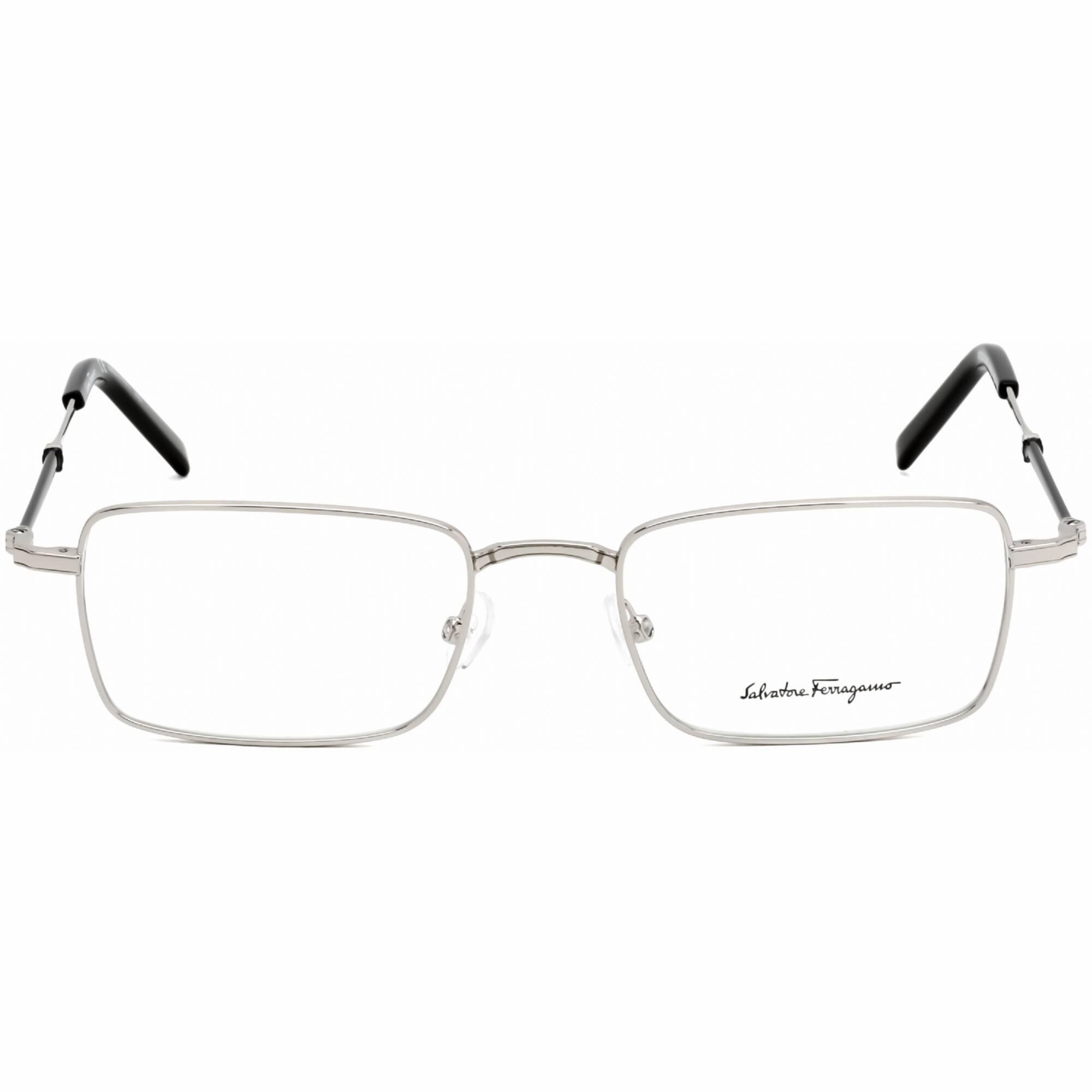 Salvatore Ferragamo Men's Eyeglasses - Full Rim Shiny Silver Metal Frame | SF2212 045