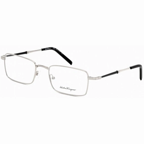 Salvatore Ferragamo Men's Eyeglasses - Full Rim Shiny Silver Metal Frame | SF2212 045