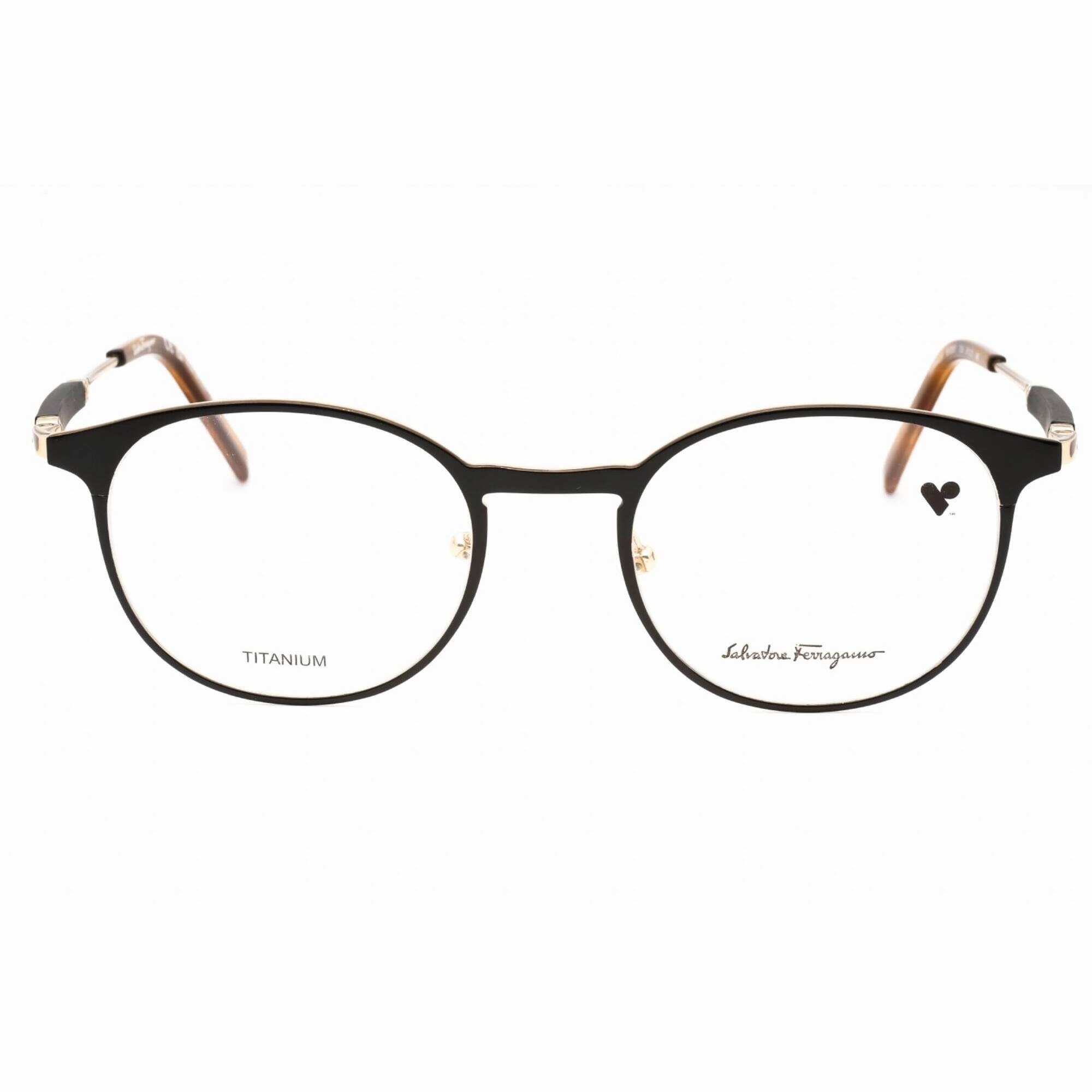 Salvatore Ferragamo Men's Eyeglasses - Gold/Black Round Titanium Frame | SF2567 733