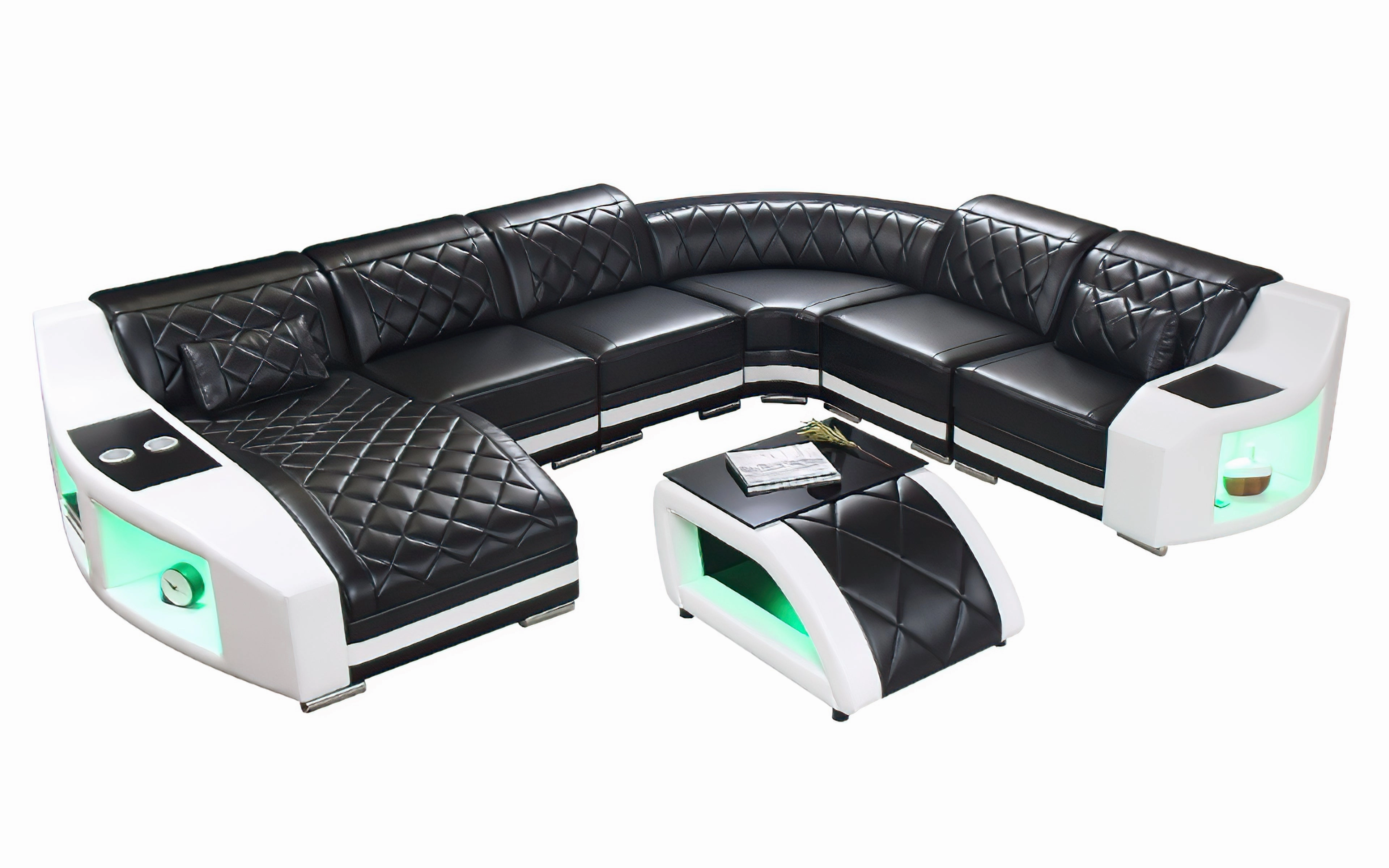 Saturn Modern Leather Sectional with Shaped Chaise