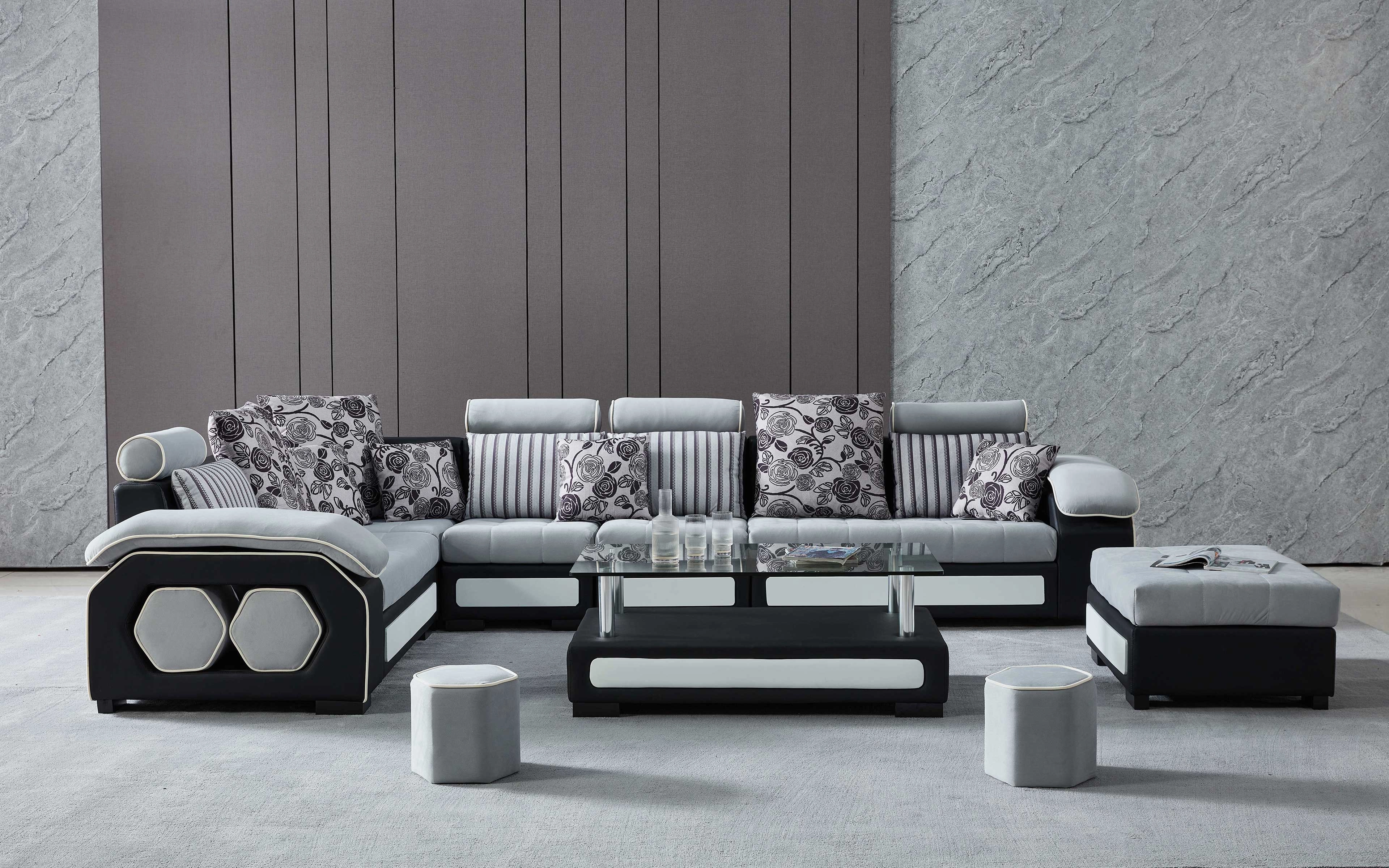 Selena Dark Grey & Silvery Grey Modular Tufted Sectional