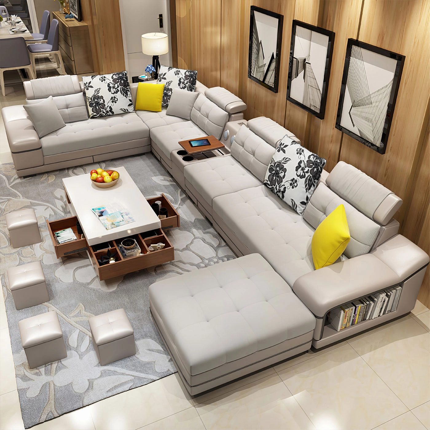 Selena Shell White Modular Tufted Sectional