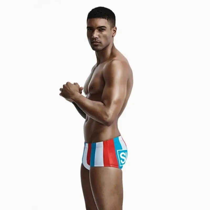 Seobean Men's Low-Rise Stripe Swim Trunks 90807