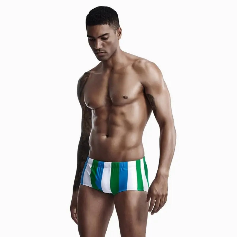 Seobean Men's Low-Rise Stripe Swim Trunks 90807