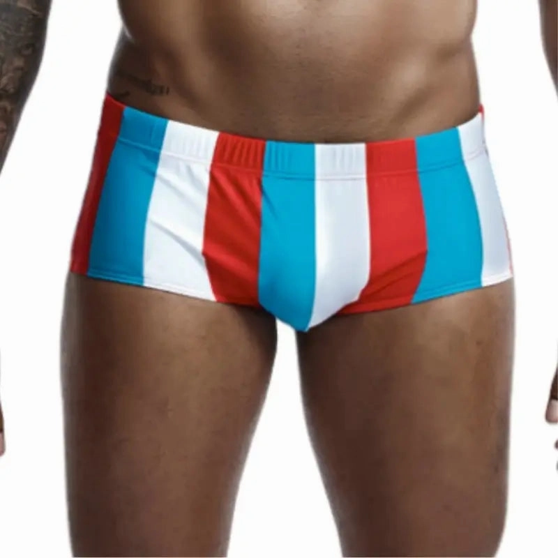 Seobean Men's Low-Rise Stripe Swim Trunks 90807