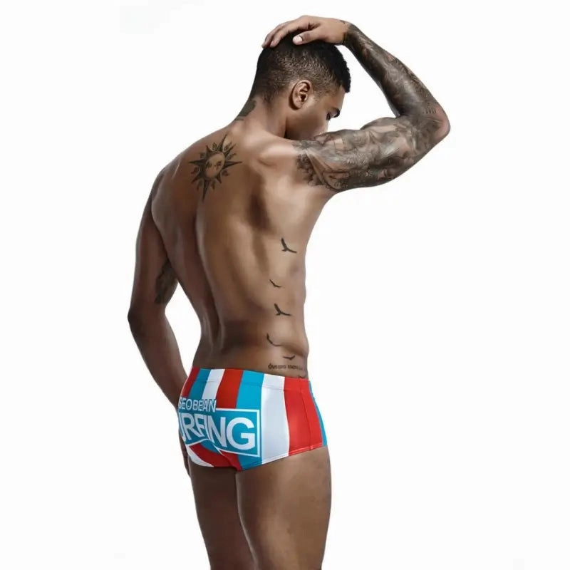 Seobean Men's Low-Rise Stripe Swim Trunks 90807