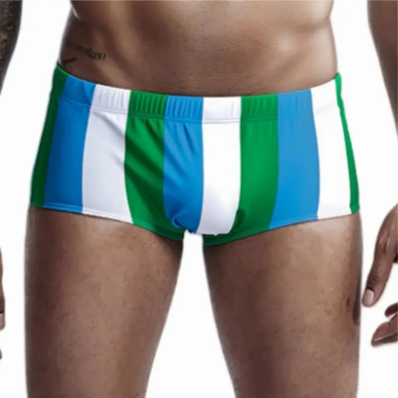 Seobean Men's Low-Rise Stripe Swim Trunks 90807