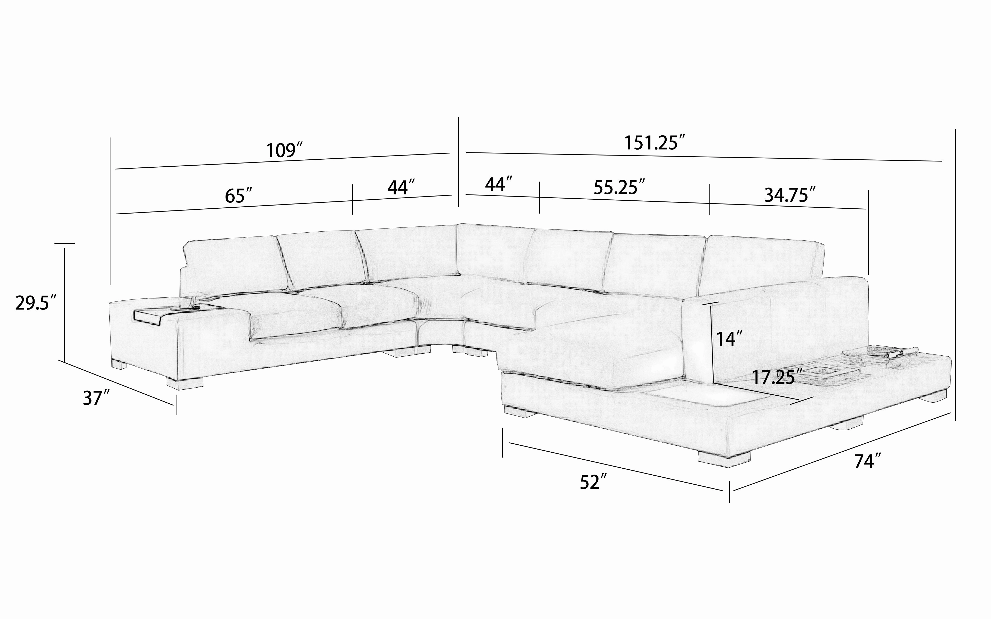 Snoe White Modern Leather Sectional with LED Light