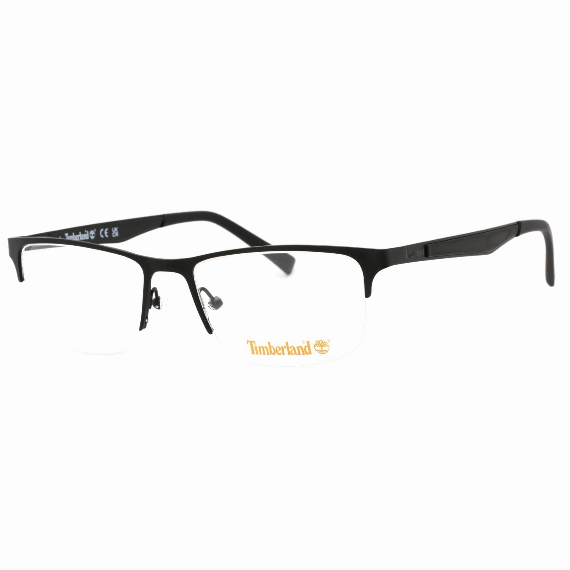 Timberland Men's Eyeglasses - Matte Black Rectangular Half Rim Frame | TB1709 002