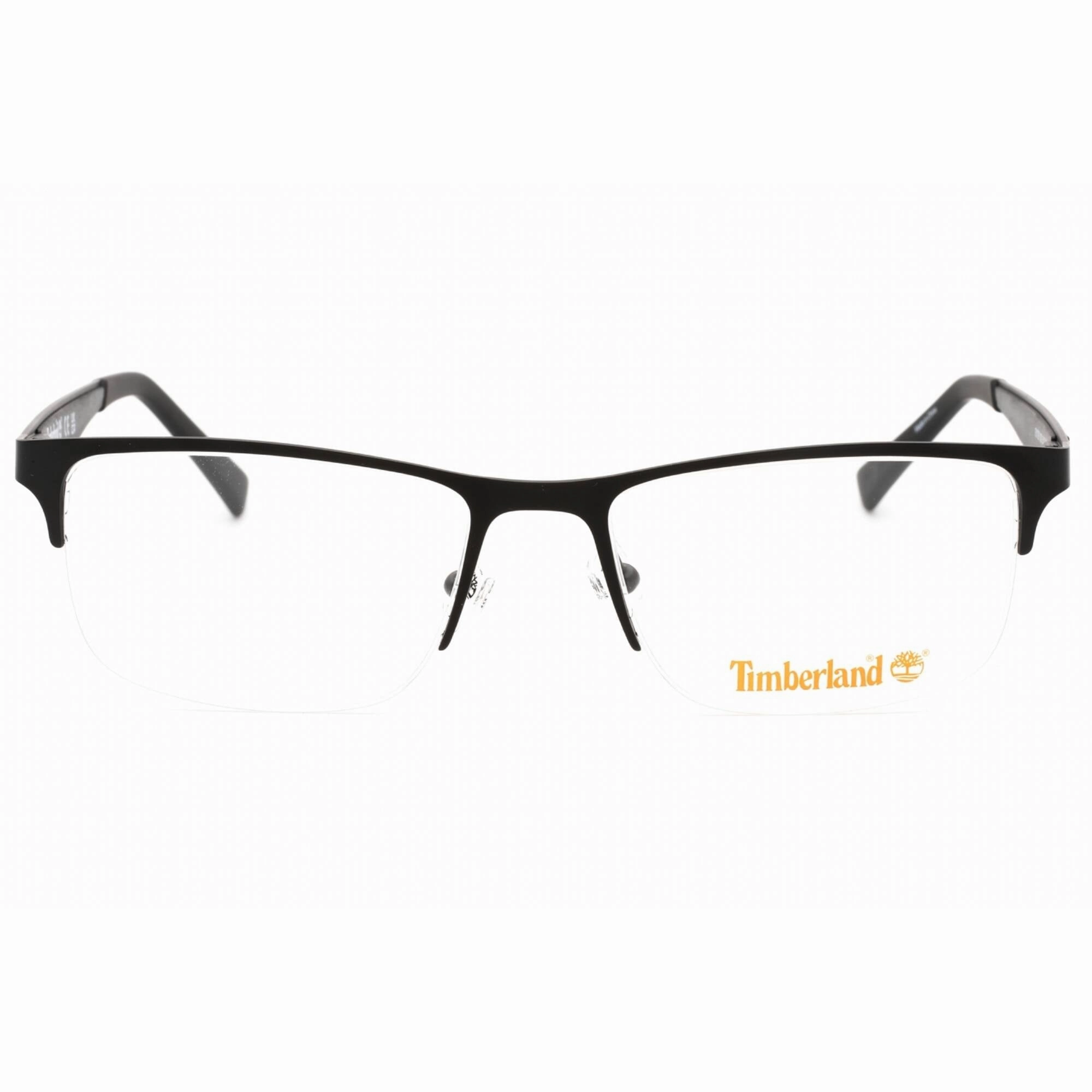 Timberland Men's Eyeglasses - Matte Black Rectangular Half Rim Frame | TB1709 002