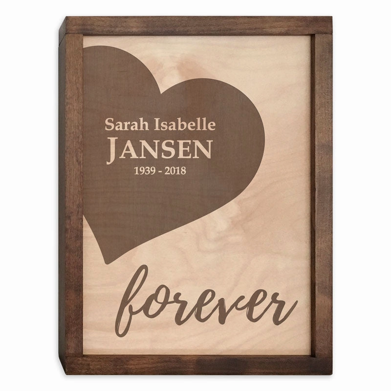 Together Forever Hearts as One Wall Mounted Wood Companion Urn Set