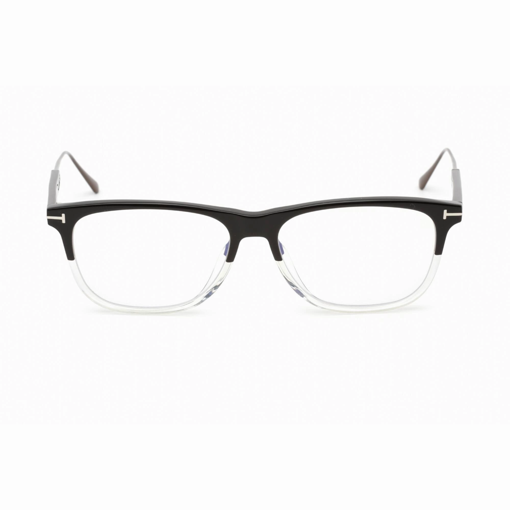 Tom Ford Men's Eyeglasses - Black/Crystal Plastic Square Shape Frame | FT5589-B 003