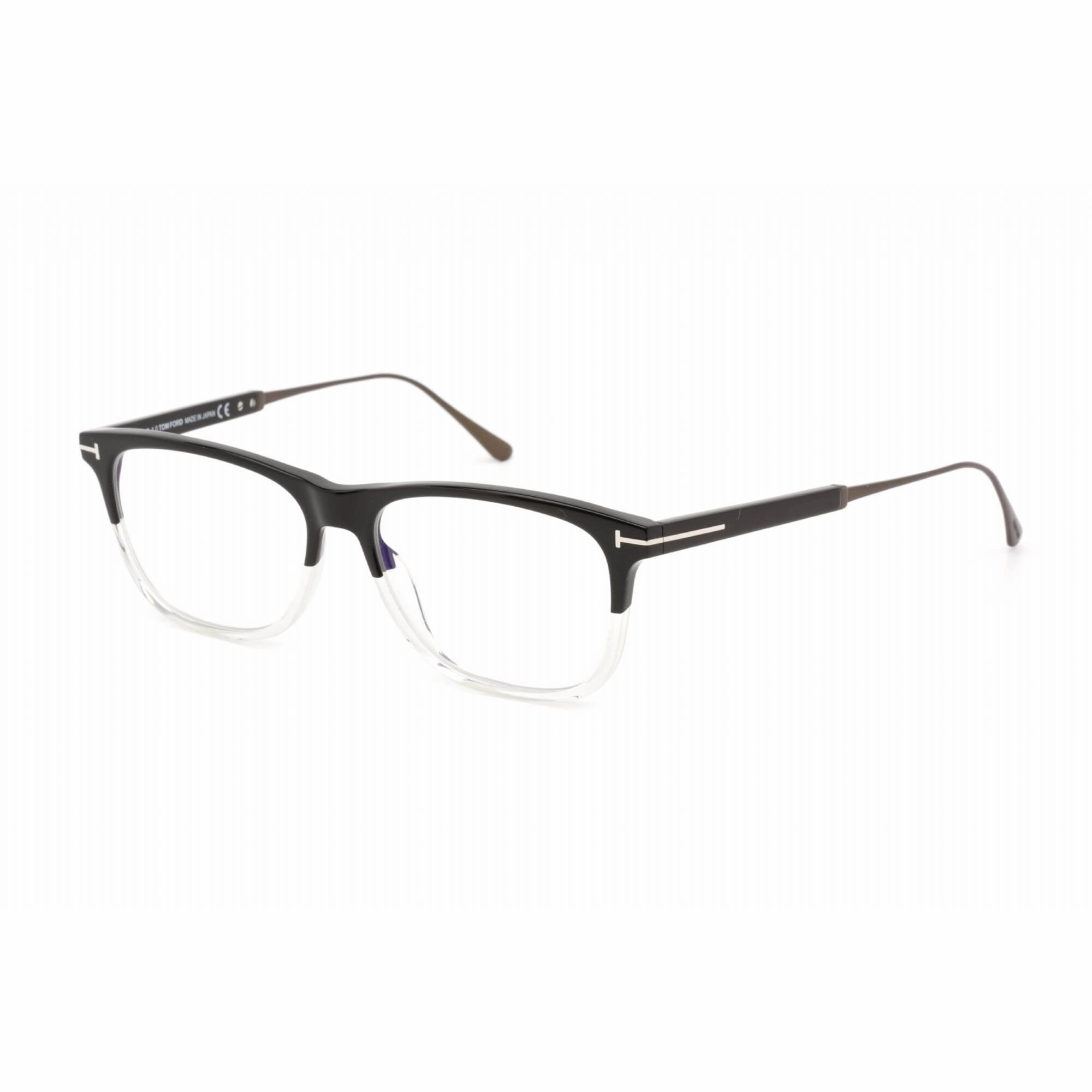 Tom Ford Men's Eyeglasses - Black/Crystal Plastic Square Shape Frame | FT5589-B 003