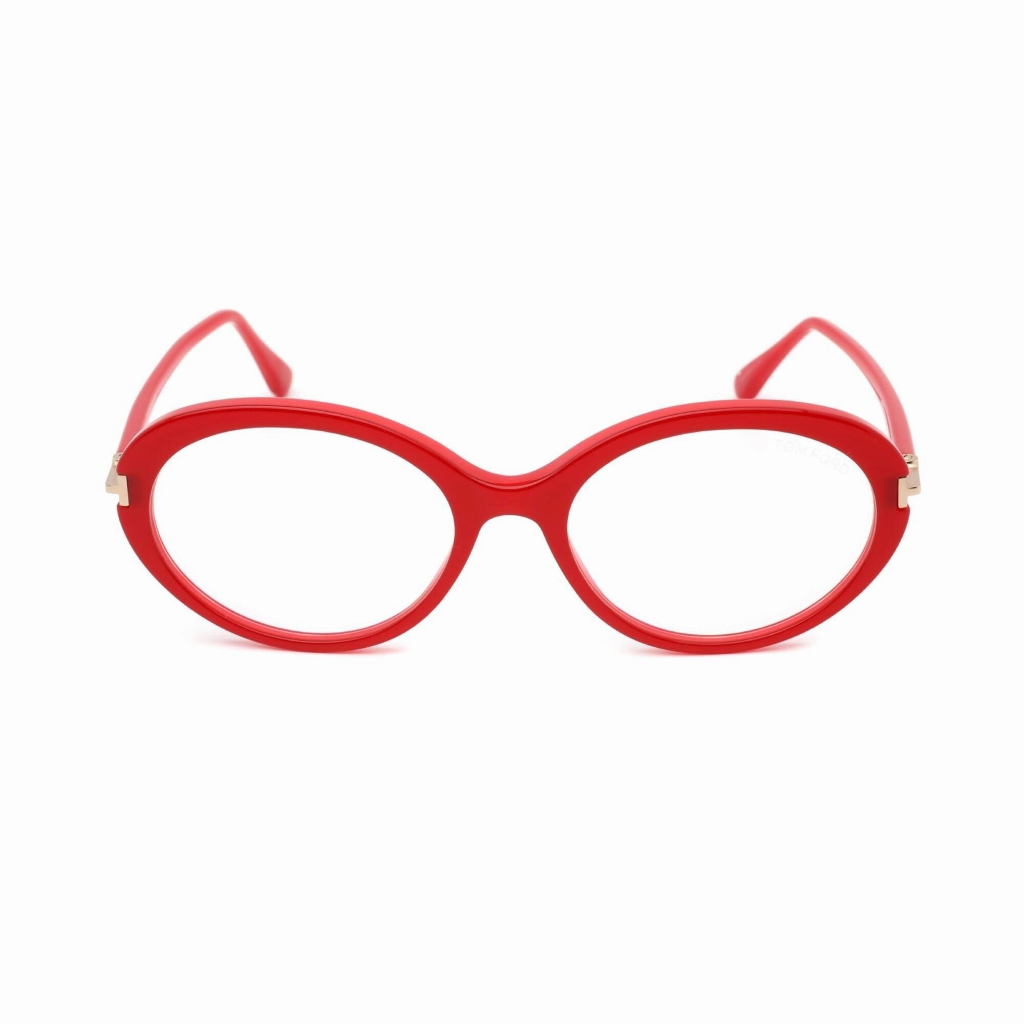 Tom Ford Men's Eyeglasses - Full Rim Shiny Red Plastic Oval Frame | FT5675-B 066