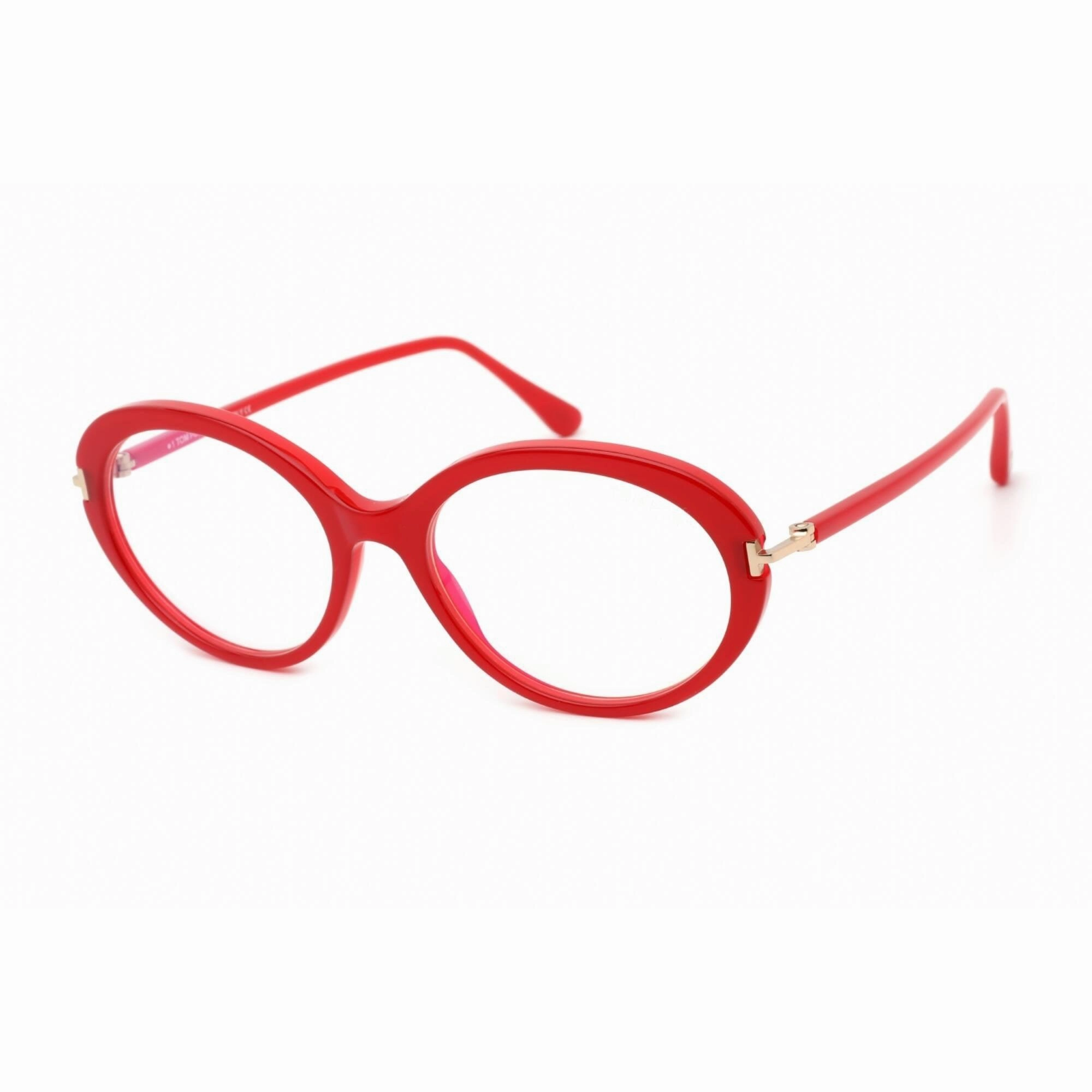Tom Ford Men's Eyeglasses - Full Rim Shiny Red Plastic Oval Frame | FT5675-B 066
