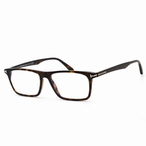 Tom Ford Men's Eyeglasses - Rectangular Shape Dark Havana Plastic Frame | FT5681-B 052