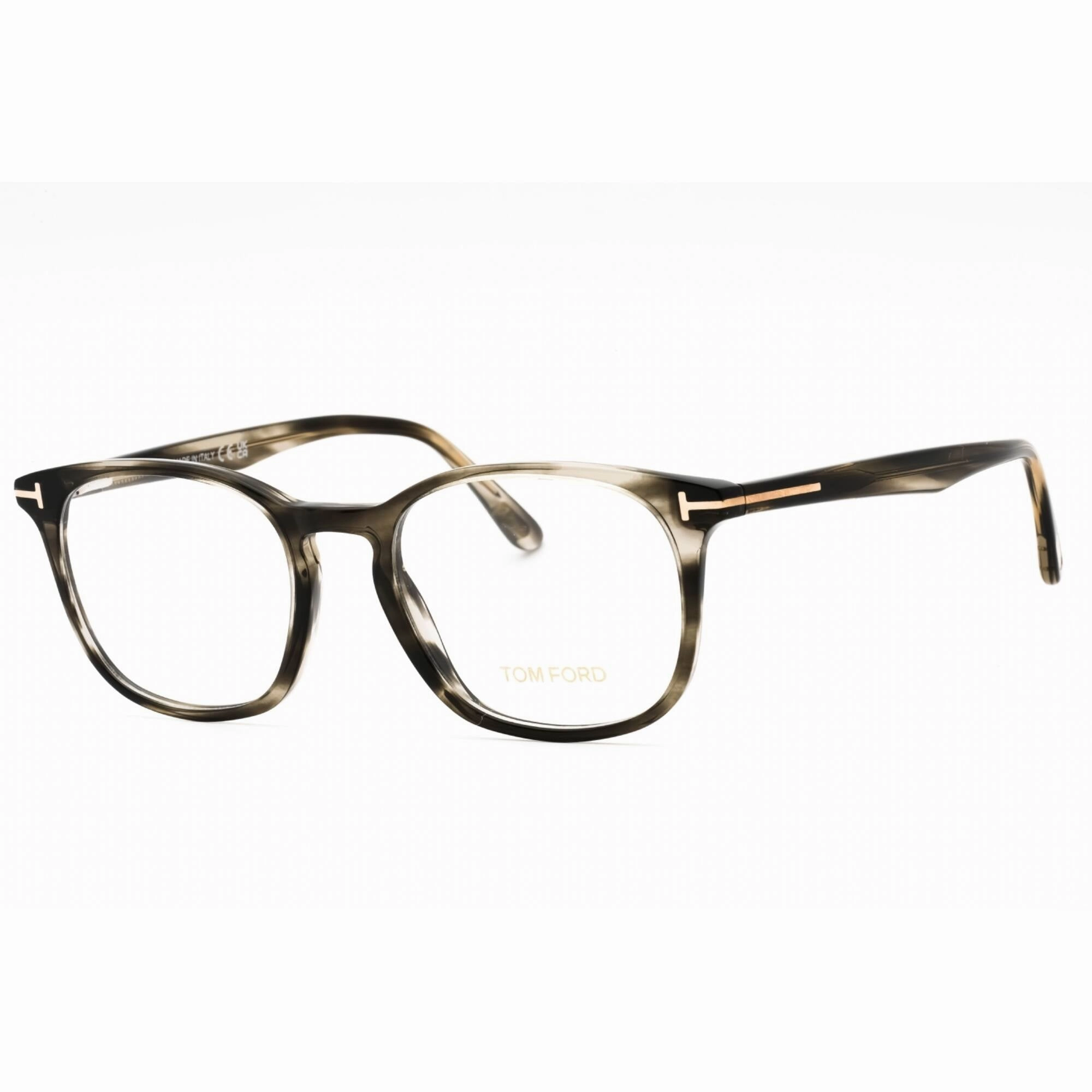 Tom Ford Men's Eyeglasses - Shiny Striped Black Oval Plastic Frame | FT5505 005